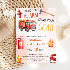 Feuerwehrfahrzeuge Motor 2. Geburtstag Party Einladung