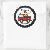 Feuerwehrfahrzeuge Polka Dots Runder Aufkleber (Tasche)