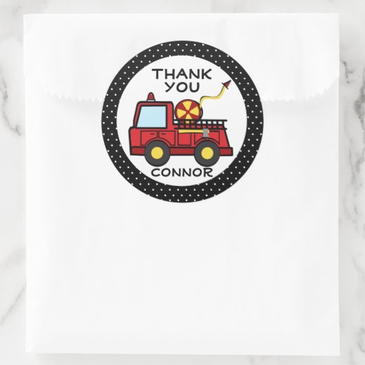 Feuerwehrfahrzeuge Polka Dots Runder Aufkleber (Tasche)