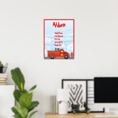 Feuerwehrfahrzeuge Zimmer Name Kunst Wand Plakat (Heimbüro)