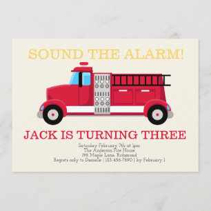 Feuerwehrfahrzeuge zum Geburtstag Einladung