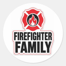 Feuerwehrfamilie Runder Aufkleber
