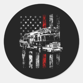 Feuerwehrfeuer der amerikanischen Flagge - Feuerwe Runder Aufkleber