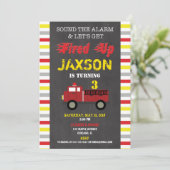 Feuerwehrfeuer Motor Geburtstagsparty Einladung (Stehend Vorderseite)