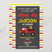 Feuerwehrfeuer Motor Geburtstagsparty Einladung (Vorne/Hinten)