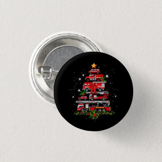 Feuerwehrfeuer Truck Weihnachtsbaum Lichter Santa Button (Vorne & Hinten)