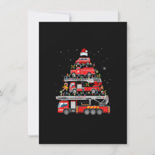 Feuerwehrfeuer Truck Weihnachtsbaum Lichter Santa Einladung