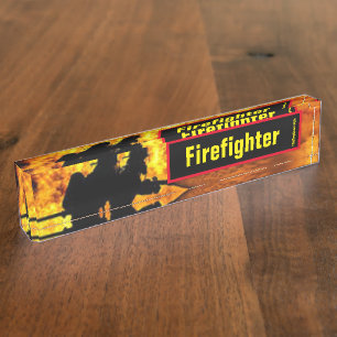 Feuerwehrfeuerflammschild Namensplakette