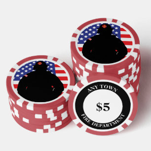 Feuerwehrfeuerwehr - Amerikanische Flagge Pokerchips