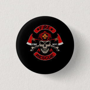Feuerwehrfeuerwehr Feuerwehrkreuze Schädel Button