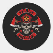Feuerwehrfeuerwehr Feuerwehrkreuze Schädel Runder Aufkleber (Vorderseite)