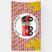 Feuerwehrfeuerwehr Flames Brick Geburtstag Banner (Vertikal)