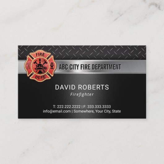 Feuerwehrfeuerwehr Modernes Dunkles Metall Visitenkarte (Vorderseite)