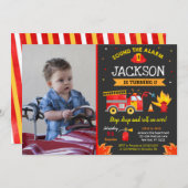 Feuerwehrfeuerwehrbahn Motor Geburtstagsparty Einl Einladung (Vorne/Hinten)