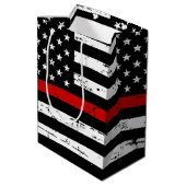 Feuerwehrfeuerwehrmann mit dünner roter Linie Mittlere Geschenktüte (Rückseite Schrägansicht)