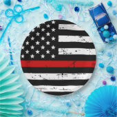 Feuerwehrfeuerwehrmann mit dünner roter Linie Pappteller (Party)