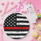 Feuerwehrfeuerwehrmann mit dünner roter Linie Pappteller (Party)