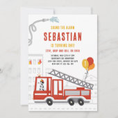 Feuerwehrfeuerwehrmann Motor Geburtstagspartei Einladung (Vorderseite)