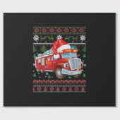 Feuerwehrfeuerwehrmann Weihnachten Niedliche Junge Geschenkpapier (Flach)