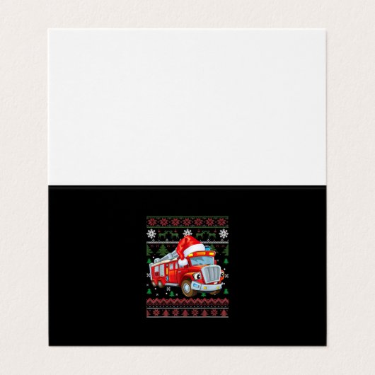 Feuerwehrfeuerwehrmann Weihnachten Niedliche Junge Visitenkarten (Außenseite Aufgefaltet)