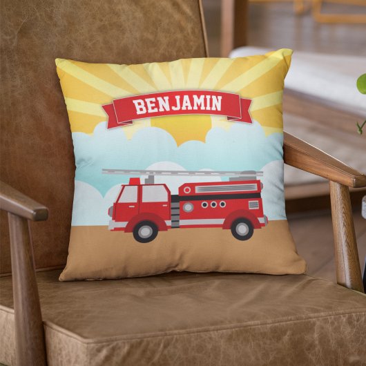 Feuerwehrfeuerwehrraum Personalisiert Name Kids Ro Kissen