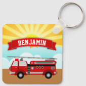 Feuerwehrfeuerwehrraum Personalisiert Name Kids Ro Schlüsselanhänger (Rückseite)
