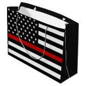 Feuerwehrflagge der Thunfischroten Linie Große Geschenktüte (Rückseite Schrägansicht)