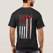 Feuerwehrflagge mit AX- und US-amerikanischer Flag T-Shirt (Rückseite)