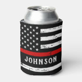 Feuerwehrflagge Personalisiert dünne rote Linie Dosenkühler (Kanne Vorderseite)