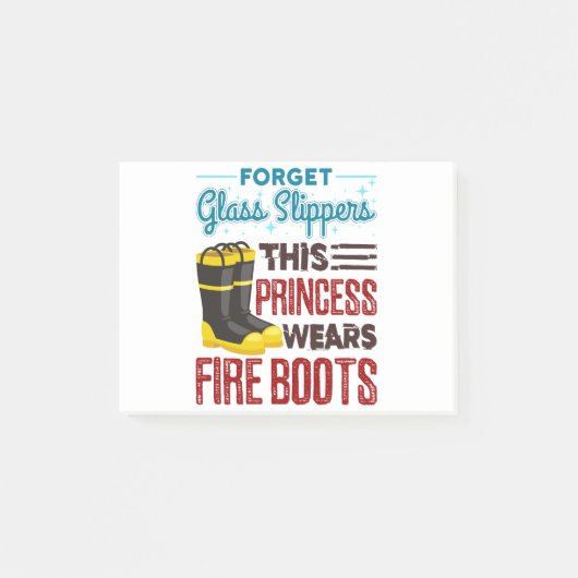 Feuerwehrfrau Diese Prinzessin trägt Feuerstiefel Post-it Klebezettel (Vorderseite)