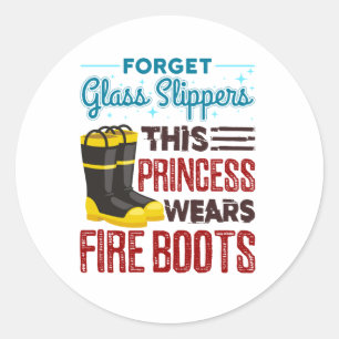 Feuerwehrfrau Diese Prinzessin trägt Feuerstiefel Runder Aufkleber