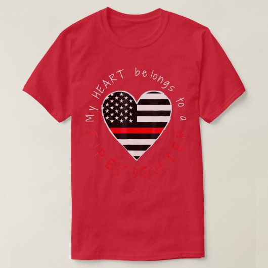 Feuerwehrfrau Ehefrau Thin Red Line Herz T-Shirt (Design vorne)