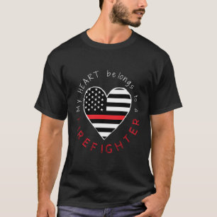 Feuerwehrfrau Ehefrau Thin Red Line Herzschlag T-Shirt
