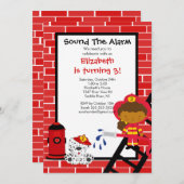 Feuerwehrfrau Fireruck Geburtstagspartei Einladung (Vorne/Hinten)