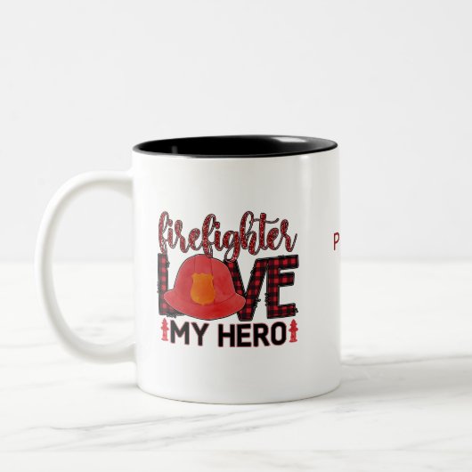 Feuerwehrfrau Liebe mein Held Zweifarbige Tasse (Links)