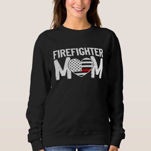 Feuerwehrfrau Mama dünne rote Linie Flaggenfeuer Sweatshirt (Vorderseite)