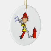 Feuerwehrfrau mit T - Shirt und Geschenken Keramik Ornament (Rechts)