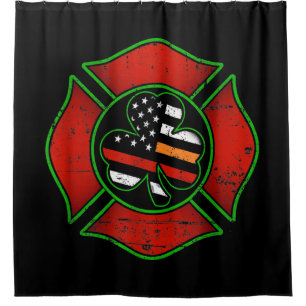 Feuerwehrfrau St Patricks Day Irish American Flag Duschvorhang