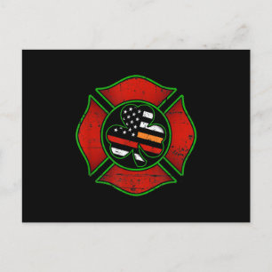 Feuerwehrfrau St Patricks Day Irish American Flag Feiertagspostkarte