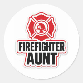 Feuerwehrfrau Tante Runder Aufkleber