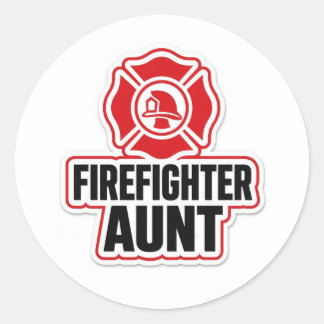 Feuerwehrfrau Tante Runder Aufkleber