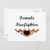 Feuerwehrfrau Tattoo Postkarte (Vorne/Hinten)