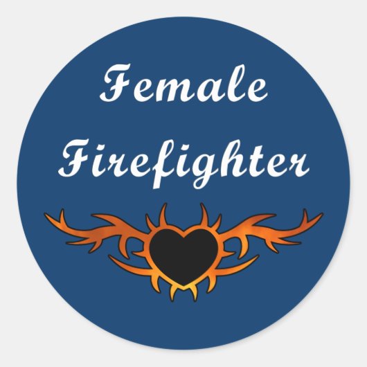 Feuerwehrfrau Tattoo Runder Aufkleber (Vorderseite)