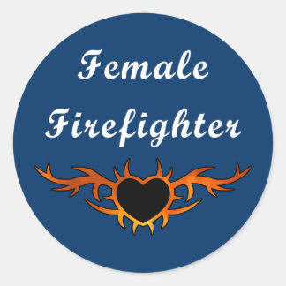Feuerwehrfrau Tattoo Runder Aufkleber