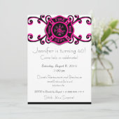 Feuerwehrfrau zum Geburtstag Einladung (Stehend Vorderseite)