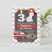 Feuerwehrfrau zum Geburtstag Einladung (Stehend Vorderseite)