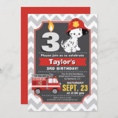 Feuerwehrfrau zum Geburtstag Einladung (Vorne/Hinten)