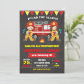 Feuerwehrfrau zum Geburtstag Einladung Joint Girl  (Stehend Vorderseite)