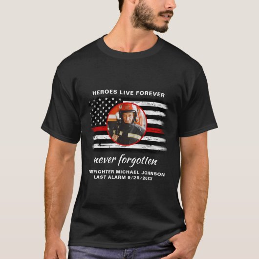 Feuerwehrgedächtnis gefallen Fireman Thin Red Line T-Shirt (Vorderseite)