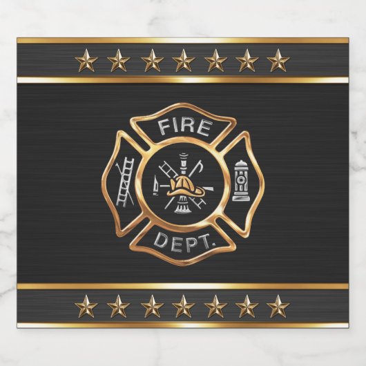 Feuerwehrgoldene Emblem Bierflaschenetikett (Einzelnes Label)